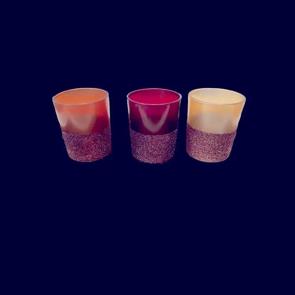 4‎ PIECE GLASS VOTIVE SET IN SHADES OF BROWN